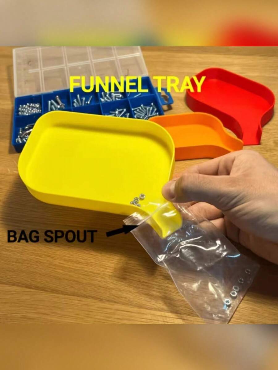 High-Edge Tool Storage Funnel Tray - Prevents Screws, Bolts, Beads And Small Parts From Spilling - Equipped With Fully Sealed Slide-In Plug - Precise Storage For Tiny Parts - Keeps Workspace Clean And Efficient - Multicolor - View 1