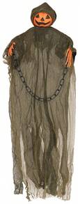KIWI Hanging Ghost Pumpkin Decoration 98 Cm, Terrifying And Detailed Ornament With Frayed Fabric, Ideal For Halloween - Option 3 - View 3
