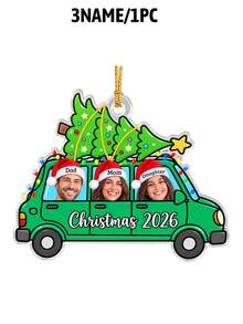 Custom Car Christmas Tree Ornament, Personalized Family Photo Hanging Decor, Customized Name Holiday Keepsake For Tree, Home Party Decor, Customizable Xmas Gift For Family, Couples, Friends, Pet Lovers, 1-4 Names & Photos, 2026, Family Keepsake Gift - Style C - View 11