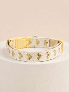 Lightweight Soft Pet Collar, Gold Heart Jacquard Design, Cat Supplies, Dog Supplies, Dog Accessories, Happy Dog, Suitable For Small Cats And Dogs, Indoor Or Outdoor Use (Not Suitable For Large Dogs) - Gold - View 12