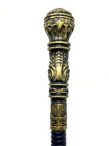 1pc Halloween Cosplay Scepter Prop Egyptian Pharaoh Snake Head Staff Performance King Scepter Magician Cane - Black + Gold - View 5