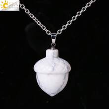 1pc Natural Stone Carved Pine Cone Pendant Necklace, Healing Amethyst Crystal Christmas Jewelry, Unisex H081 - Necklace - View 9