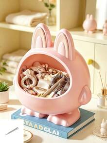 1pc Fashion Rabbit Shaped Plastic Jewelry Box With Transparent Window And Lid, Large Capacity Storage For Hair Ties And Headbands, Home Decor Accessories, Vanity Bedroom Daily Use, Holiday Gift - Multicolor - View 11
