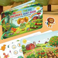 Kids Preschool Quiet Busy Book, Mixed‑Theme Interactive Matching Activity Book, Dinosaur Space Farm Animal Fruit Cognitive Educational Toy For Toddlers - Multicolor - View 7