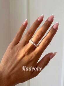 MADEONE 1pc Sweet Floral Ring, Women's Jewelry, Elegant Daisy Ring, Gift For Girls, Summer Daily Wear Decoration, Valentine's Day - Silver - View 5
