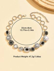 OABE 1 buah Kalung Rantai Liontin Multi-Elemen Asimetris Geometris yang Dipersonalisasi, Cocok untuk Pemakaian Sehari-hari/Pesta Wanita - MultiWarna - View 4