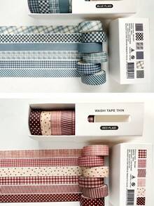 6 Rolls Vintage Plaid Washi Tape Set, Retro Aesthetic Decorative Paper Tape, Suitable For Scrapbooking, Journaling, Planner, Art Creation, Handmade Crafts And Student Back To School Decor - Multicolor - View 5