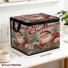 1 Buah Kotak Penyimpanan Lipat Motif Santa Claus Vintage Selamat Natal dengan Tutup, Bentuk Datar 2D, Organizer Berresleting untuk Pakaian, Handuk, dan Perlengkapan Tidur, Sempurna untuk Penggunaan di Rumah dan Lemari, Dapat Diletakkan di Bawah Tempat Tidur, Solusi Penyimpanan Dekorasi Rumah yang Ideal - Satu - View 5