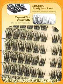 Natural Thick Cat Eye Cluster False Eyelashes, 10-15mm Pre-Arranged Eyelash Map, Single Cluster Eyelash Extensions Natural Effect - D - View 8