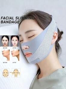 1pc Women's Cat Ear Design Elastic Face Band, Soft Breathable Fabric Sleep Face Strap, Home Daily Beauty Accessory, Multiple Colors Available, Gift For Parents, Christmas Gift, Halloween Gift - A - View 3