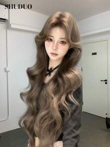 alicegarden 32-Inch Forehead Lace Front Wig A Natural Wavy Style In A A Stunning Maroon. Middle Part Design , This False Hairpiece Is Perfect For Ms Daily Party Cosplay Use, Offering A Natural And Natural Durable Wig Gift For Ladies. - Maroon - View 1