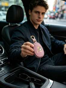 Unisex Multi-Function Key Pouch, With Gold 26 Letters A-Z Pattern, Zipper Key Storage Bag, Bohemian Floral Pattern Design, PU Faux Leather Organizer Bag, Zipper Pocket, Car Key Storage Bag, Car Key Ring, Portable Compact Key Pouch, Minimalist Design, Travel Accessory, Elegant Jewelry, Suitable For Home, Office, Travel, Car, Suitable For Men And Women, Ideal Gift For Friends, Family, Couples, Anniversary, Birthday, Wedding, Mother's Day - Multicolor - View 7