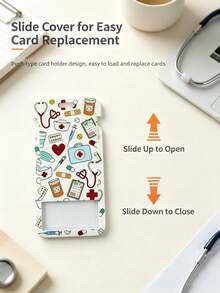 Medical Element Cartoon Card Holder Set, Pink Medical Pattern Acrylic ID Badge Holder, With Retractable Lanyard And Long Neck Strap, Nurse Student ID Card Holder, Anti-Loss Portable, Fresh Sweet Style, Suitable For Commuting, Work, Campus Use, Recommended Gift For Family, Friends, Colleagues - Multicolor - View 8