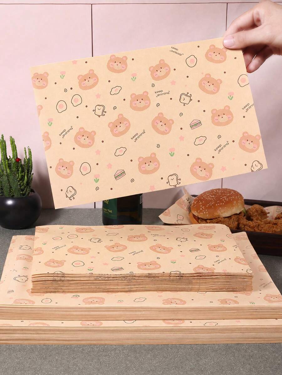 300 Sheets 15 * 11 Inch Sandwich Wrapping Paper, Tray Liner Paper, Thickened Greaseproof Paper, Food Packaging Paper, Baking Paper, Kitchen Supplies, Also Available In 200/100/1pc