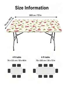 1pc Christmas Element Elastic Band, Rectangular Design, Anti-Slip Elastic, Waterproof, Oil-Resistant, Scratch-Resistant, Suitable For Dining Table, Folding Table, Kitchen, Party, Picnic, Camping And Home Decor. - Multicolor - View 3