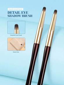 Premium Soft Bristle Makeup Brushes (1-Piece/2 Pieces Set) - Multi-Functional Detail Brush, Concealer Brush, Compact And Portable Makeup Tool, Ideal For Beginner Makeup Enthusiasts - Coffee Brown - View 1