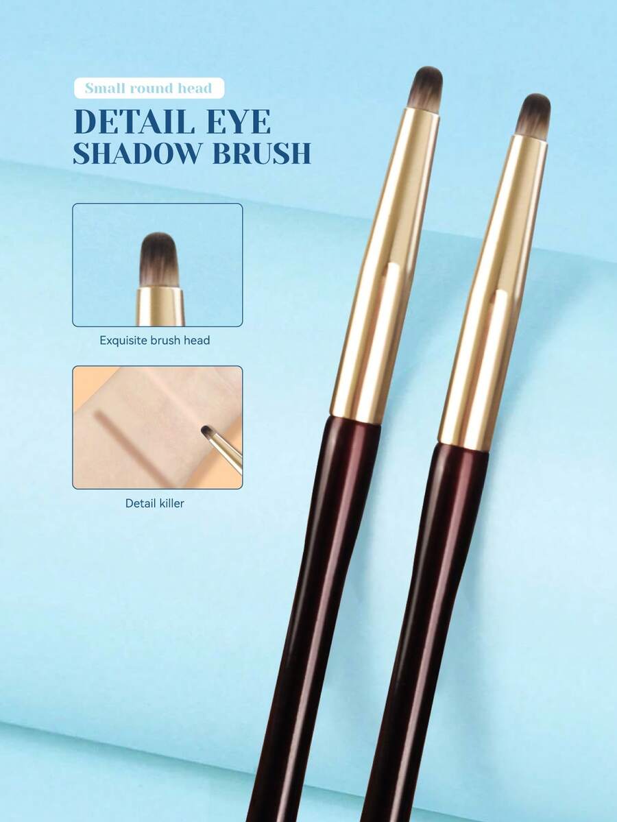 Premium Soft Bristle Makeup Brushes (1-Piece/2 Pieces Set) - Multi-Functional Detail Brush, Concealer Brush, Compact And Portable Makeup Tool, Ideal For Beginner Makeup Enthusiasts - Coffee Brown - View 1