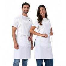 2 Packs Aprons With Pockets For Women Men Adjustable Bib Chef Apron For Kitchen Cooking BBQ Restaurant - White - View 1