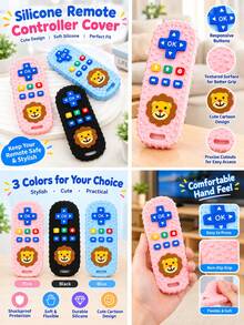 1pc Baby Teething Toy, Remote Control Design - Cute Lion Style - Soft Silicone Material, With Pressable Button - Durable & Chewable - Comfortable Gum Massager - Suitable For 3-6 Months Babies - Essential Baby Item - Infant Toy - Multicolor - View 2