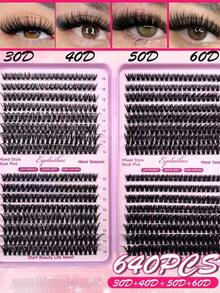640/592簇 DIY 假睫毛套組，10D+20D+30D+40D/30D+40D+50D+60D/50D+60D+80D+100D 大容量混裝包，10-16mm，D捲度，適合居家使用 - D - 查看 2