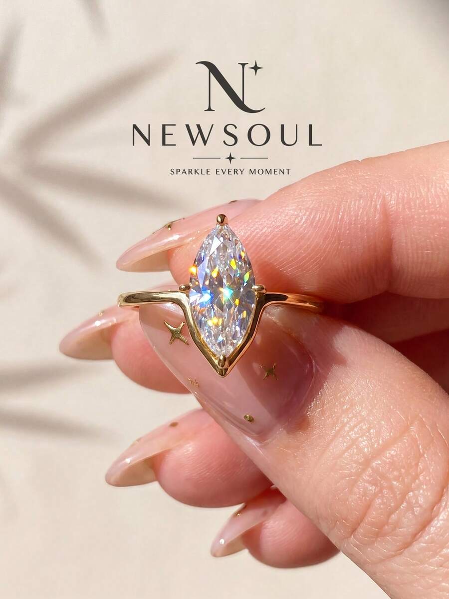 ESBERRY 1pc Classic Elegant Half-Inlaid Zirconia Ring, Exquisite And Unique, Perfect Jewelry For Women To Wear At Parties And Balls, Also An Excellent Anniversary Gift For Girlfriend