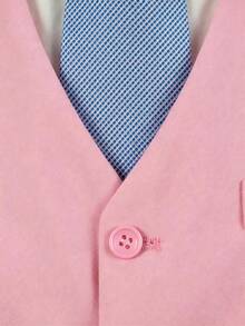 Men's Formal Suit Vest With Large Pockets, Solid Color, Business Party Wedding, Pink, XS-XXXL - Pink - View 6
