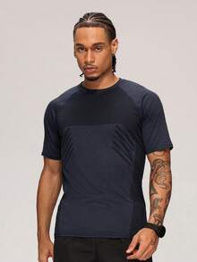 MASKERT Men's Sports T-Shirt For Boxing, MMA Combat Training, Tennis, Badminton, Daily Running And Gym Strength Workout - Navy Blue - View 5