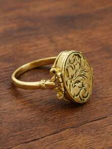 Fashion Unique Gold‑Tone Engraved Open Ring Suitable For Daily Party And Halloween Wear Halloween Gift Valentines Day Gift. - Gold - View 3