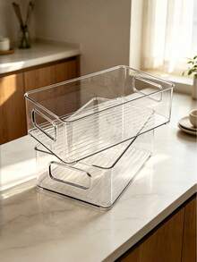 4pcs Stackable Cat Food Storage Containers, Large Capacity With Handles, Cat And Dog Toy Storage, Cat And Dog Food Storage, Suitable For Cat And Dog Treats, Kitchen, Refrigerator And Cabinet Storage Containers. - Clear - View 1