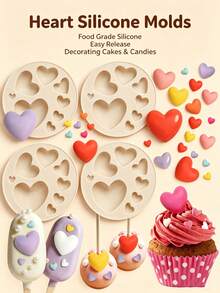 Heart Silicone Mold Different Sizes, Nonstick Chocolate Candy Bakeware For Pastry, Cookie & Cake Decorating - Beige - View 2