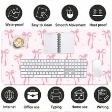 PU Leather Desk Mouse Pad, Pink Bow Pattern Large Desk Mat, Waterproof Anti‑Slip Dirt‑Resistant Gaming Keyboard Pad For Office Desktop Decor - View 4