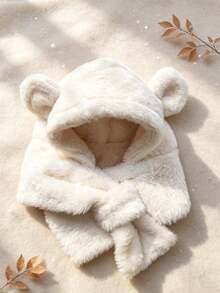 Cute Bear Hat - Thick Fleece Earflap Hat For Autumn/Winter - All-In-One Hooded Scarf Cover - Multicolor - View 14