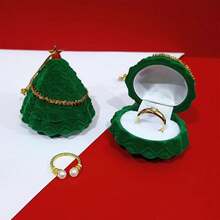 Cute Christmas Themed Jewelry Box, Velvet Ring Earring Storage Box, Festive Santa Snowman Xmas Tree Shaped Gift Box For Proposal Engagement Holiday Gift Giving - Multicolor - View 14