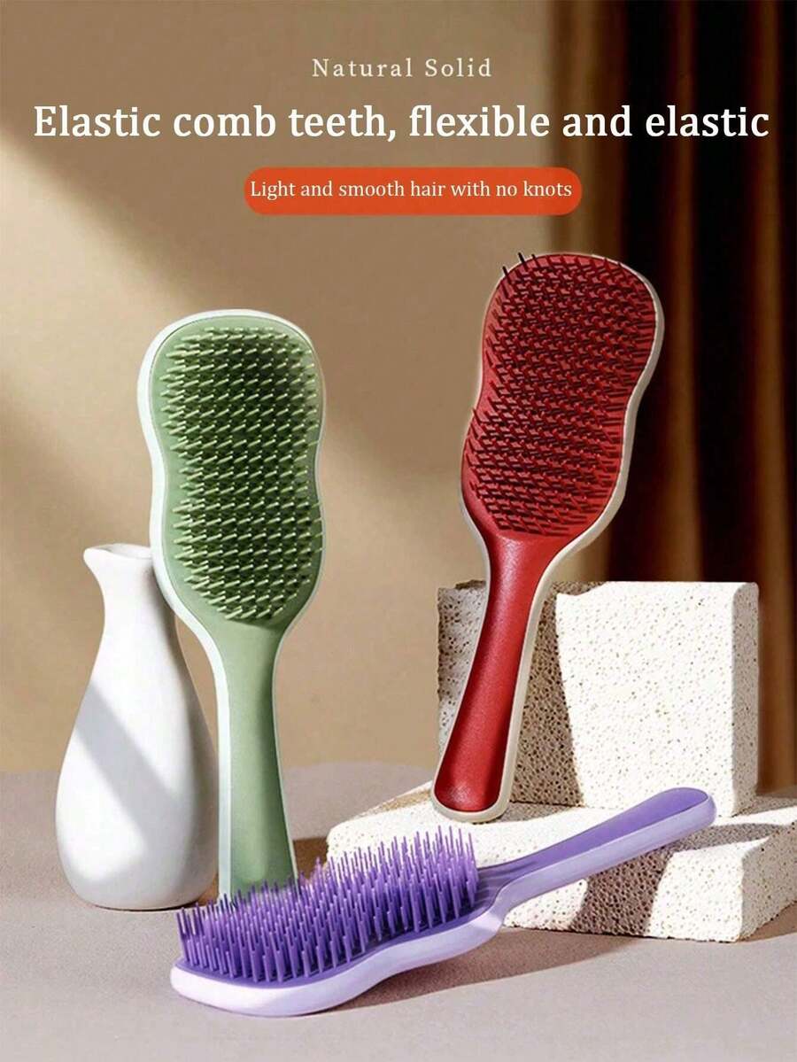 Sisir Pijat Rambut Gagang Panjang, Desain Jaring Berongga Gigi Lebar, Gaya Daun Pisang, Cocok Untuk Wanita Rambut Panjang, Sisir Anti Kusut Untuk Rambut Basah Dan Kering - Berbagai gaya - View 1