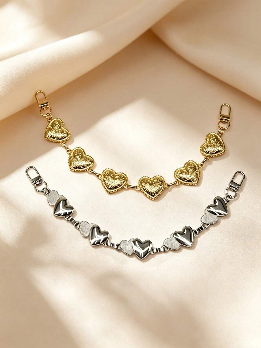 1pc Vintage Heart Arrow Coin Tassel Bag Chain, Silver Boho Style Purse Decor Chain, Detachable Clasp Shoulder Bag Accessory Charm - Multicolor - View 1
