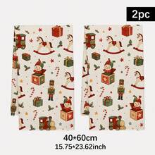 2PCS Kitchen Towels Vintage Christmas Theme Print 40*60cm Retro Style Rectangular Microfiber Kitchen Towels, Dish Cloths, Tablecloths, Hand Towels, Christmas Kitchen Decor, Home Decor, Neighbor Housewarming Gift, Perfect For Kitchen And Bathroom Use, Suitable For Housewives And Family Gathering Gifts, Great Value, Household Essential - White - View 3