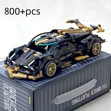800+Pcs Micro Particle Set Car Building Block Model, 1:18 Scale Building Block Car Model, ABS Material, DIY Hands-On Ability Training, Home Office Decor Ornament Assembly Decoration, Suitable As Christmas/Halloween/Valentine's Day/New Year/Holiday Birthday Gift. - Black - View 1