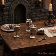 16pcs 1:12 Mini Tea Set, Metal Mini Teapot, Small Teacups, Tableware, Decorative Candle Accessories, Mini Dollhouse Accessories 8/7/6/4/1pc - Silver - View 9