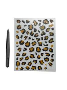 1pc Y2K Gold Foil Leopard Print Tattoo Sticker, Vintage Leopard Pattern, Music Festival Party Hot Girl Skin Atmosphere Decoration Sticker - Multicolor - View 13
