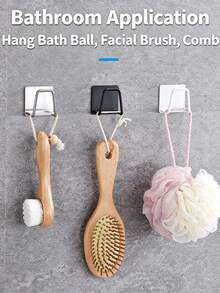 1/2pcs Self‑Adhesive Stainless Steel Sponge Holder, No‑Drill Wall Mount Sink Hook, Waterproof Adhesive Back Storage Rack For Sponge, Scrubber, Dish Brush, Kitchen & Bathroom Organizer - Multi-color - View 9