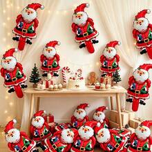 10pcs Mini Red Santa Claus Christmas Party Decoration Foil Balloon Set - View 2