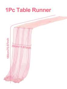 1pc/5pcs Set Light Pink Sheer Mesh Table Runner, Cheesecloth For Wedding Party Dining Table Decor, Rustic Table Runner For Bridal Shower, Birthday, Home Party Supplies - Light Pink - View 6
