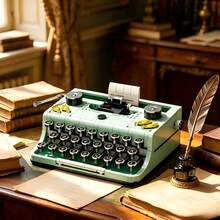 Retro Typewriter Building Block Set, Toy Printer Model, Office Decor Gift, Christmas Gift. Retro Series Building Block Ornaments - Telephone, Typewriter, Adult Difficulty Assembly Model. - Multicolor - View 2