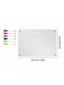 1Set Home & Office Essentials‑Clear Acrylic Dry Erase Weekly & Monthly Planner Board For Students, Office Workers & Teachers, Reusable Erasable Memo Message Board, Ideal For Desk, Tabletop, Kitchen Counter And Fridge Notes, Comes With 6 Pens - Acrylic Message Board - View 9