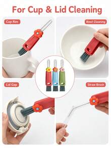 3pcs New Cute Rabbit 3-In-1 Cup Brush, Petal 3-In-1 Cup Brush, Multi-Functional Gap Cleaning Brush, Tea Cup & Baby Bottle Slot Brush, Portable For Home And Travel - Multiple Styles and Colors - View 11