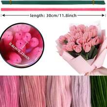 Kit Membuat Bunga Tulip dengan Pembersih Pipa Warna-warni, Pita Batang Bunga dan Selotip Floral, Set Kerajinan Buket Buatan Tangan DIY untuk Dekorasi Pesta & Hadiah Hari Raya - Beraneka warna - View 3