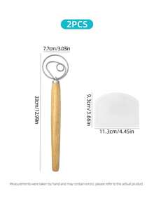 2/3Pcs 13" Stainless Steel Danish Dough Whisk And Dough Scraper Set, Dutch‑Style Bread Mixing Tools, Home Kitchen Gadgets For Pizza Pastry Sourdough Bread Making - View 9