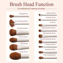 BS-MALL 15pcs Professional Makeup Brush Set, Luxury Cream White Vegan Face Makeup Tools With Storage Bag - milky white - View 2