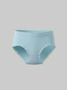 8pcs Girls Seamless Underwear Mid Waist Heart Lace Trim Briefs Soft Comfortable Tween Girl Panties For Back To School Daily Wear - Multicolor - View 7
