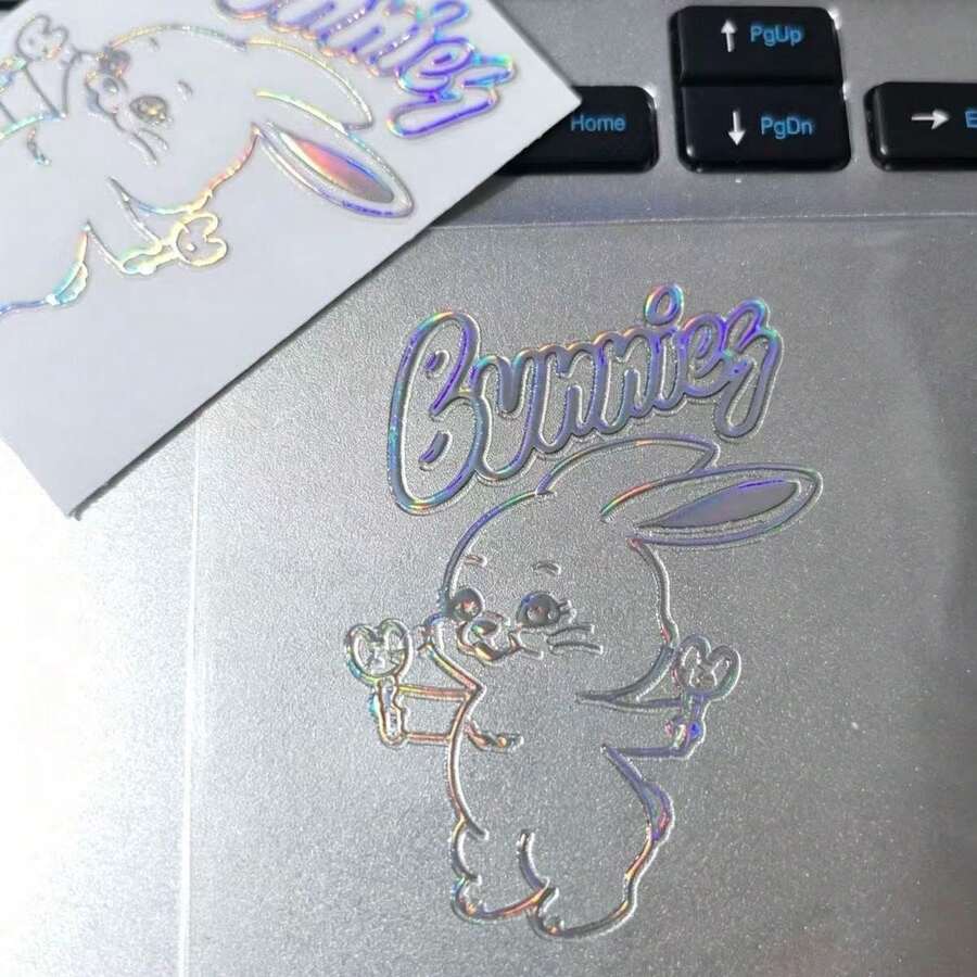 New/Jeans Laser Rabbit Stickers Cute Cartoon Stickers DIY Phone Case Tablet Laptop Earphone Water Cup Decoration Stickers Gift Fan Support Merchandise Holiday Birthday Gift - Multicolor - View 1